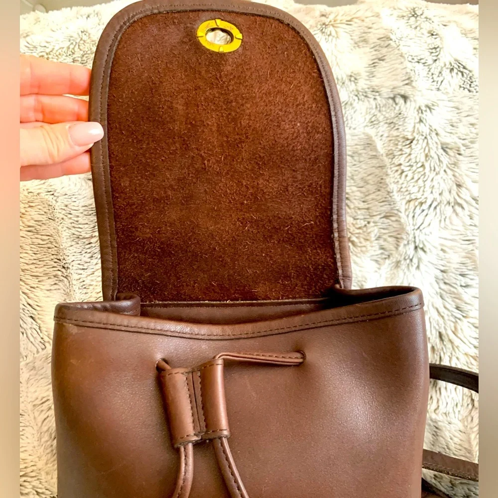 COACH VINTAGE BROWN LEATHER DAYPACK /BACKPACK MINI 9960 EUC BARELY USED 8”9”5” - Picture 3 of 7